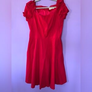 Elegant Red Dress with Ruffled Sleeves